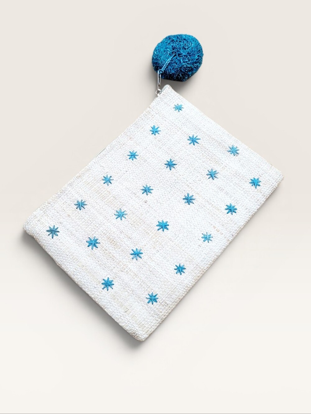 Mar Y Sol Crocheted Raffia Sofia Zippered Pouch Cosmetic Case Clutch View 2
